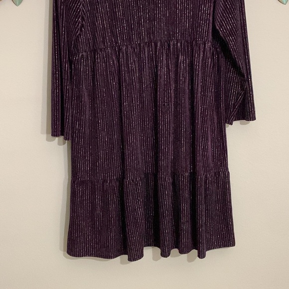Tacera Purple V Neck Elastic Waistline Dress Size 1X - Picture 7 of 8